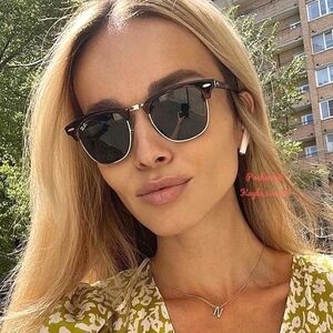 RayBan Clubmaster Green G15 Lenses RB3016 Tortoise Frame New